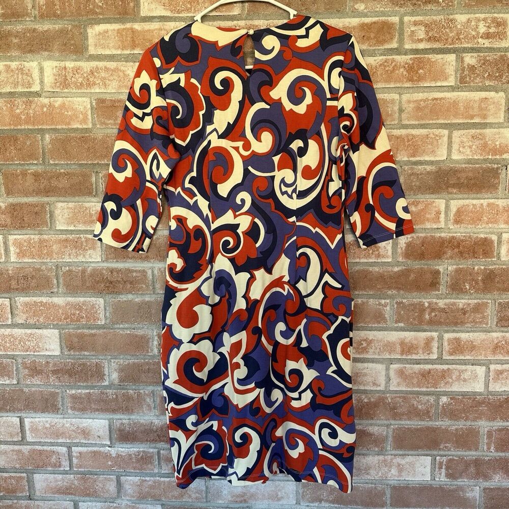 J. McLaughlin Abstract Swirl Print Midi Shift Dre… - image 7